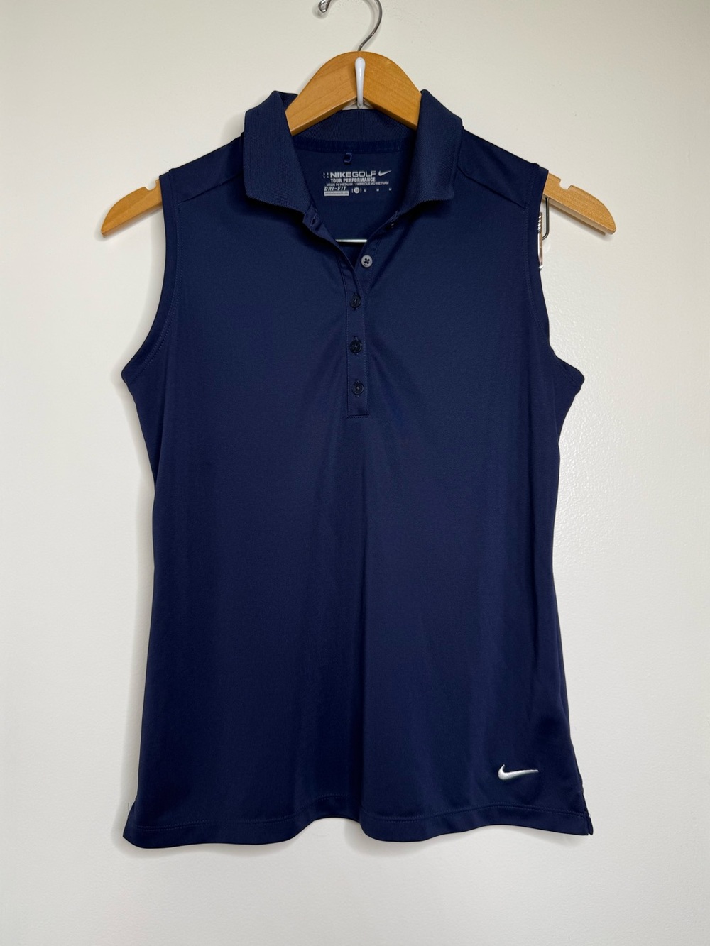 Nike Golf Dri Fit Sleeveless Polo Shirt Top Women’s Size Medium Navy Blue